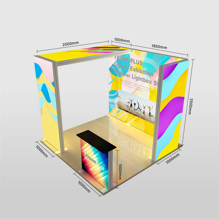3x3m Modular Fabric Lightbox Exhibition Stand 1: Arch Ceiling Booth