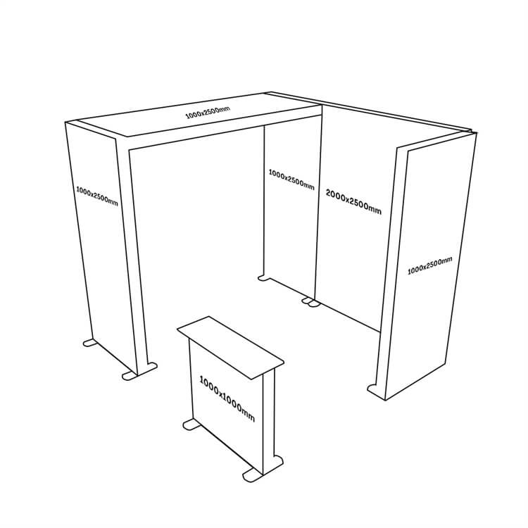 3x3m Modular Fabric Lightbox Exhibition Stand 1: Arch Ceiling Booth